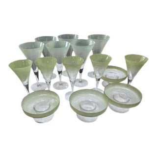 Mid 20th Century Dorothy Thorpe Mid-Century Modern Stemware Set, Glass, 15 Pieces For Sale