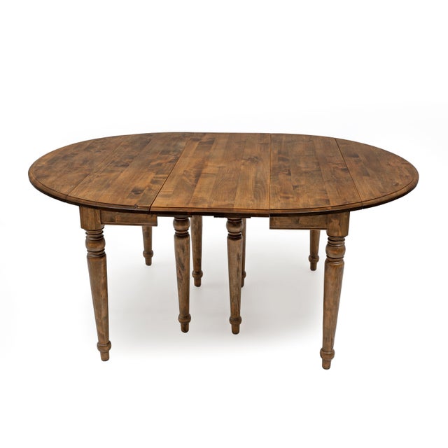 Wood Antique Tuscan Elm Extendable Round Dining Table with Five Leaves, 1900 For Sale - Image 7 of 15
