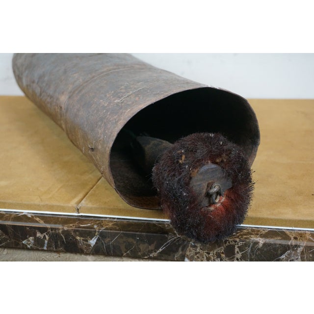 Metal Antique Large Primitive Iron Camel Bell With Leather Handle For Sale - Image 7 of 11