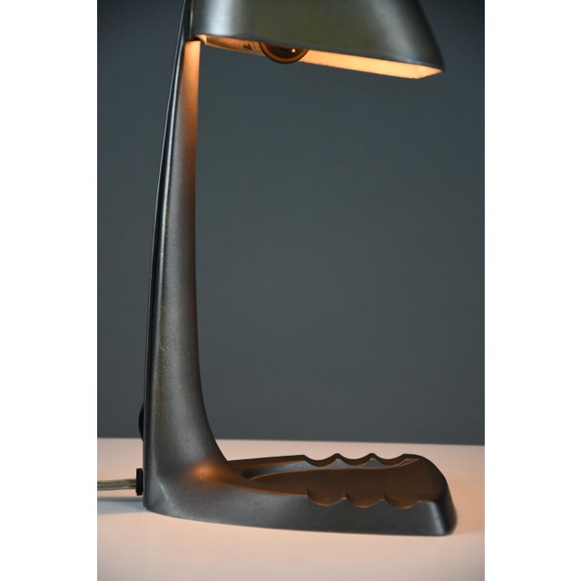 Art Deco Model 52 Aviator Desk Lamp with Integrated Pen Tray & Ashtray Base from Erpé, Belgium, 1930s For Sale - Image 9 of 14