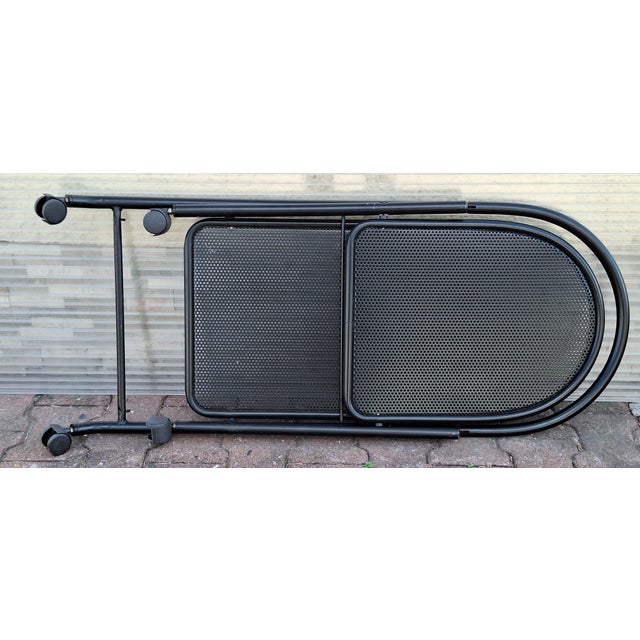 Metal Postmodern Metal Serving Trolley in Black Lacquered Metal, 1980s For Sale - Image 7 of 8
