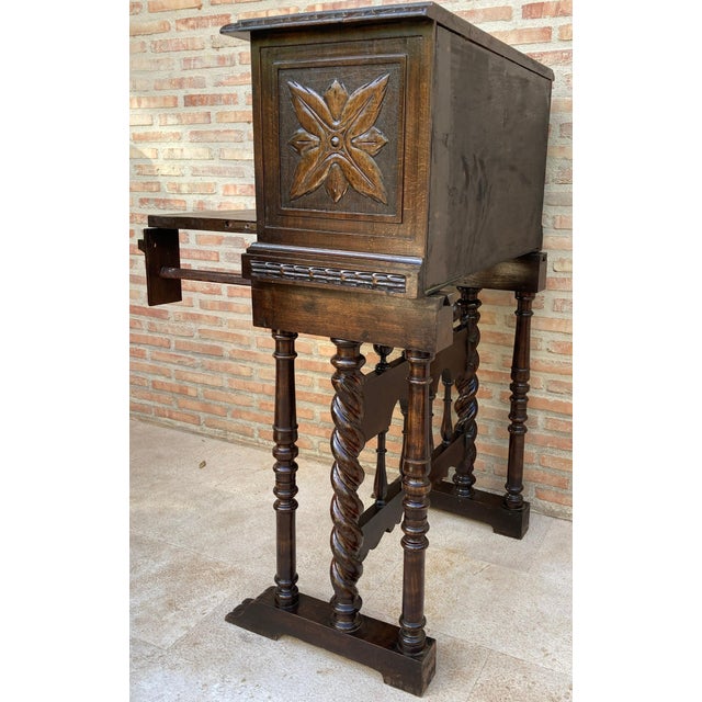 Wood Antique Spanish Renaissance Bar Cabinet in Oak, 1890 For Sale - Image 7 of 18