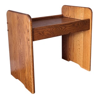 1980s Oak Art Deco Vanity Bench For Sale