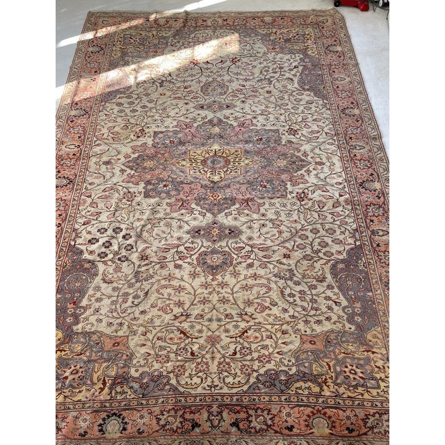 Vintage Turkish Vine Design Elongated with European Size in Pastels Rug 8.10 x 13 For Sale - Image 4 of 9