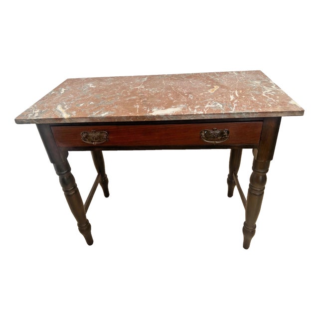 Late 19th Century Victorian Marble-Top Console Table With Spool Turned Legs For Sale