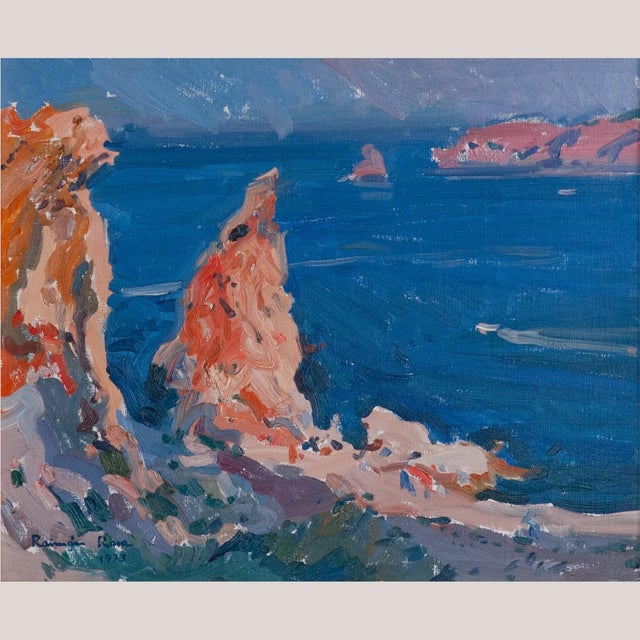 Raimon Roca, Colourist Impressionist Coastal Cliffs, 1980s, Oil on Canvas For Sale - Image 6 of 6