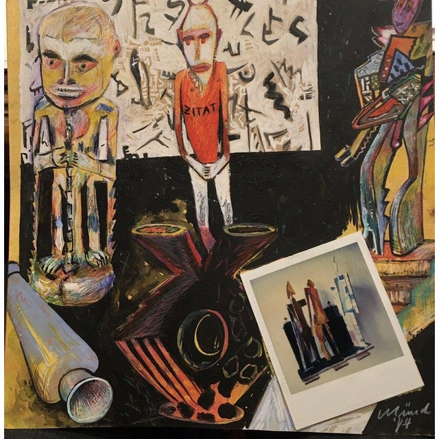 Heinz Münch (*1938), Homage to Prof. Hilmar Hoffmann on his 60th birthday, probably 1985. Mixed media/paper with affixed...