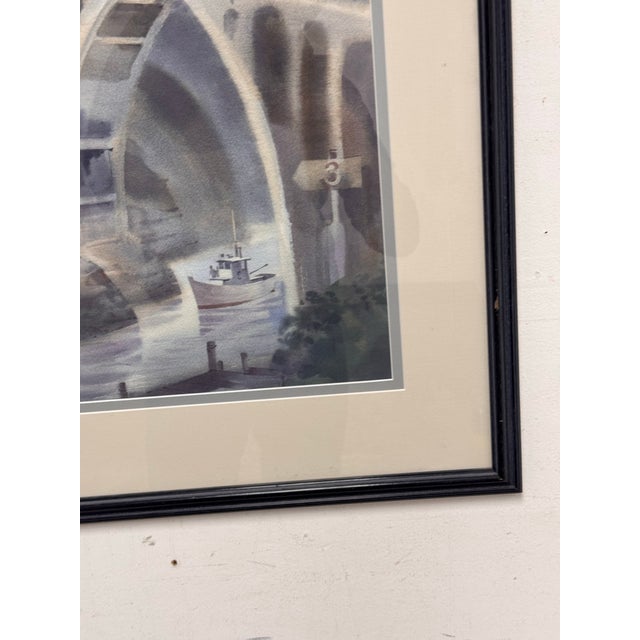 Gray Norman Duke Depoe Bay Framed Watercolor, Circa 1985 For Sale - Image 8 of 11
