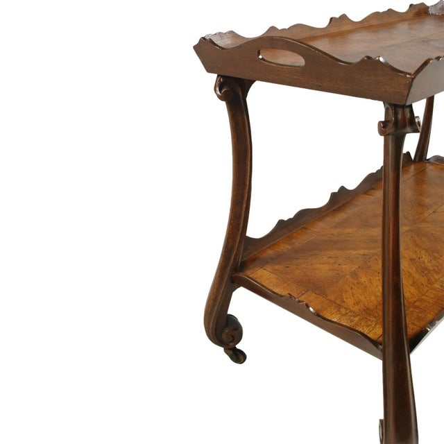 Vintage Hand Carved Walnut Bar Cart, 1920s For Sale - Image 6 of 10
