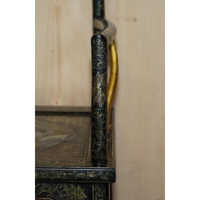 Black Chinese Ming Style Lacquered & Painted Armchair, 1900s For Sale - Image 8 of 18