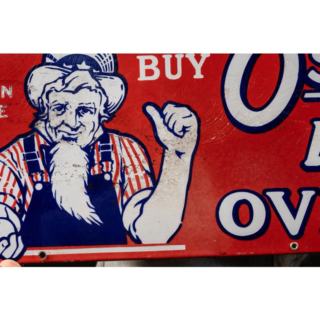 Antique OshKosh B'gosh Single-Sided Porcelain Sign For Sale In Chicago - Image 6 of 6