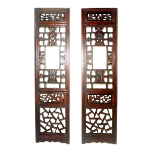 Early 19th Century Antique Chinese Screen PanelsCunninghamia Wood - A Pair