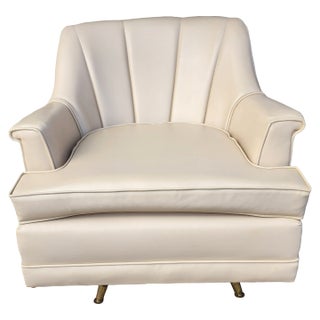 Vintage 1950s Midcentury Modern Pontiac Chair Co for Montgomery Ward White Swivel Rocking Chair For Sale
