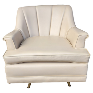 Vintage 1950s Midcentury Modern Pontiac Chair Co for Montgomery Ward White Swivel Rocking Chair