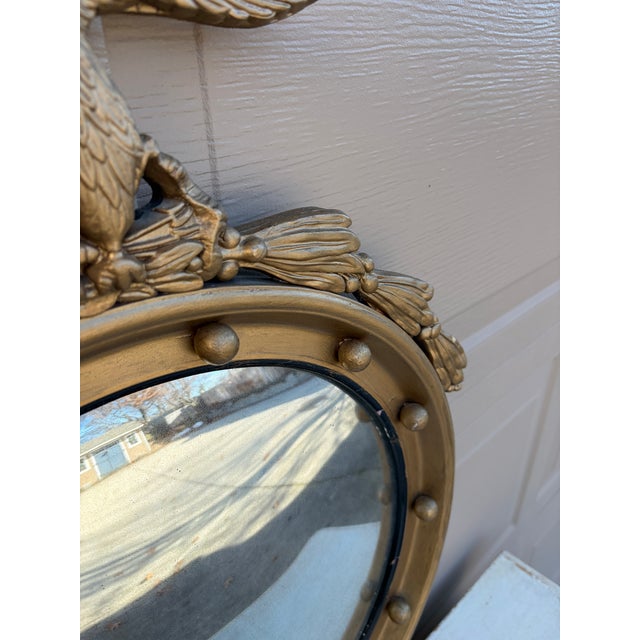 Mid 20th Century American Federal Giltwood Eagle Bullseye Convex Mirror For Sale - Image 5 of 14