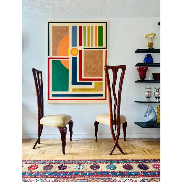Brown Christopher Guy 1990's Side Chair in Mahogany With Crossed Legs and Leather Seat - 2 Available For Sale - Image 8 of 12
