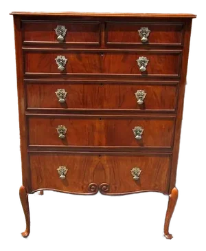 Vintage Waring & Gillows Walnut Tallboy Chest of Drawers | Queen Anne & Art Deco Influences (C1930s)