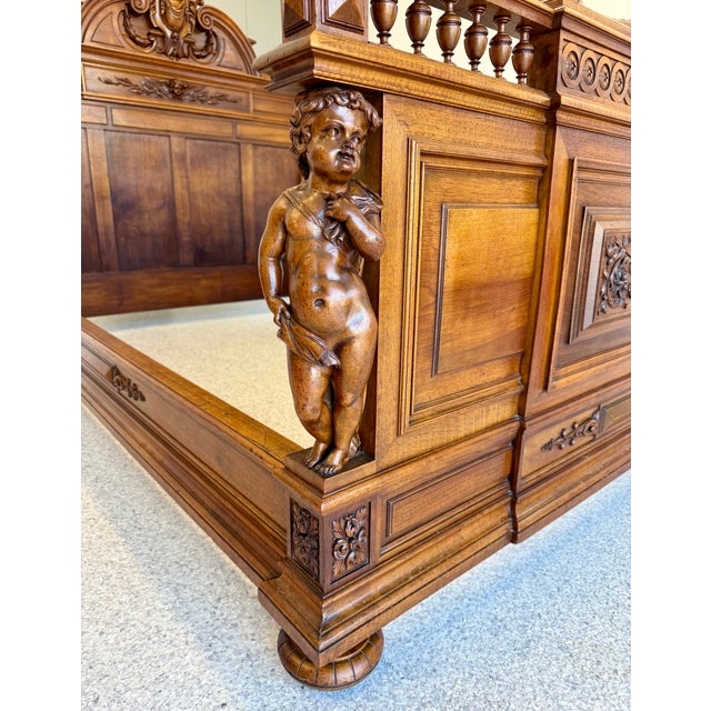 19th Century Carved French Walnut Bed Frame For Sale In Minneapolis - Image 6 of 12