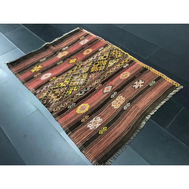 Natural Turkish Handwoven Vintage Anatolian Wool Kilim