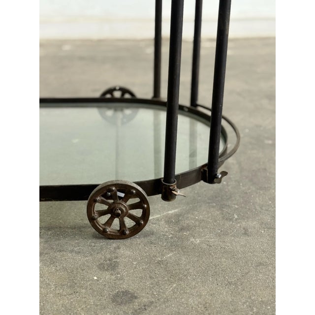 1960s Patinated Iron Bar Cart For Sale - Image 4 of 12
