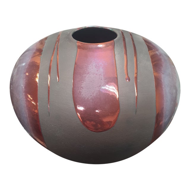 Vintage Tony Evans Raku Pottery Vase For Sale