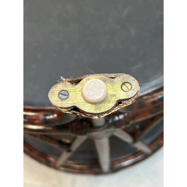 Maitland-Smith Round Two-Tier Faux Tortoiseshell & Leather Side Table For Sale In Naples, FL - Image 6 of 12