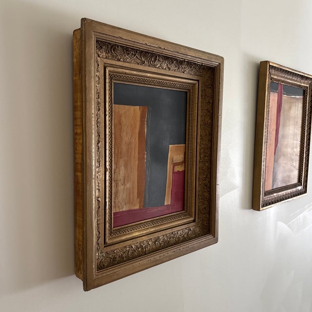 2020s “Romantic” Black Abstract Art in Antique Frame, Transitional Living Room Art by JTS For Sale - Image 5 of 12