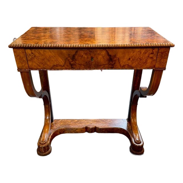 19th Century Burl Walnut Biedermeier Console For Sale