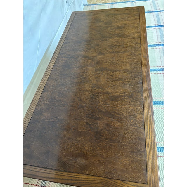 Baker Furniture Company Vintage Chinoiserie-Style Burl Wood Writing Desk by Baker For Sale - Image 4 of 11