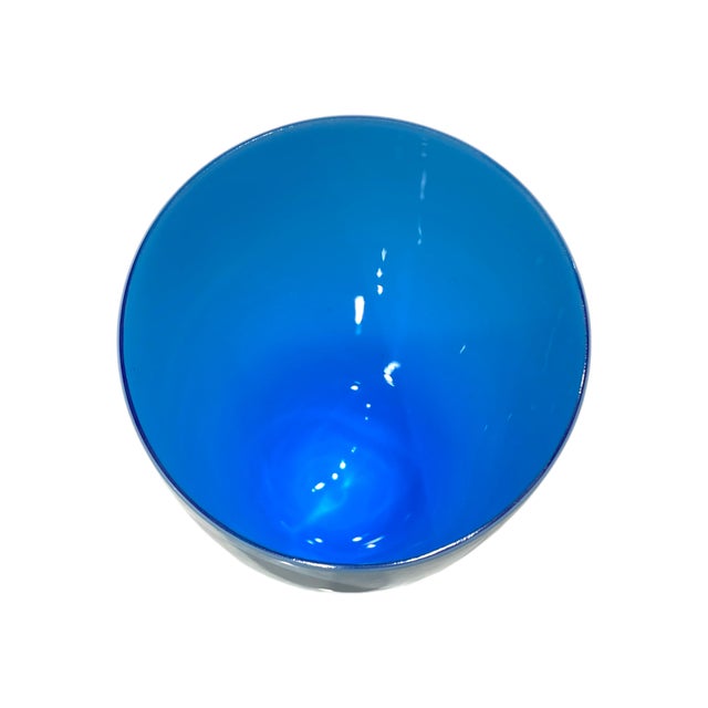 1960s Carlo Moretti Murano Tiffany Blue and White Cased Stemware Wine Goblets & Compotes - Set of 12 For Sale - Image 14 of 18