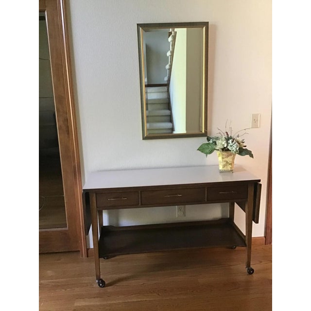 Mid-Century Modern Vintage Beveled Hall Wall Mirror For Sale - Image 3 of 11