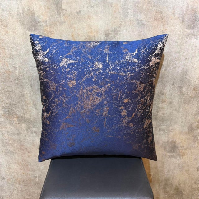 Abstract Handmade Blue Abstract Cushion Cover For Sale - Image 3 of 9