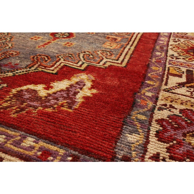 1930s Vintage Anatolian Red and Yellow Geometric Wool Runner For Sale - Image 5 of 9