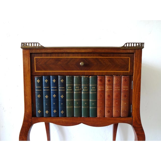 Brown 20th Century French Marquetry and Leather Faux-Book Front Tables - a Pair For Sale - Image 8 of 13