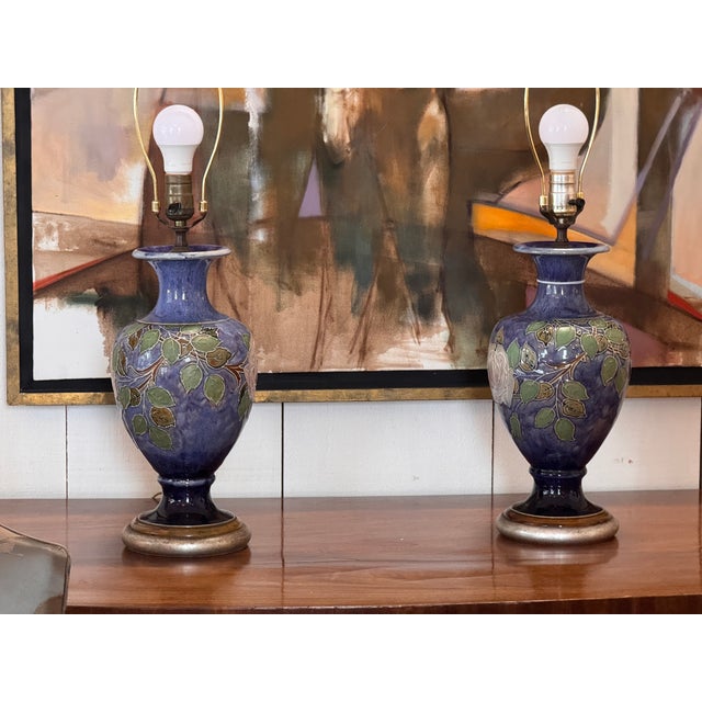 1950s Pair of Royal Doulton “Rose” Lamps For Sale - Image 13 of 15