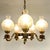 Vintage Empire Victorian French 5-Arm Brass Lion Head Chandelier with Etched Globes and Crystal Glass, 1950s For Sale - Image 15 of 17