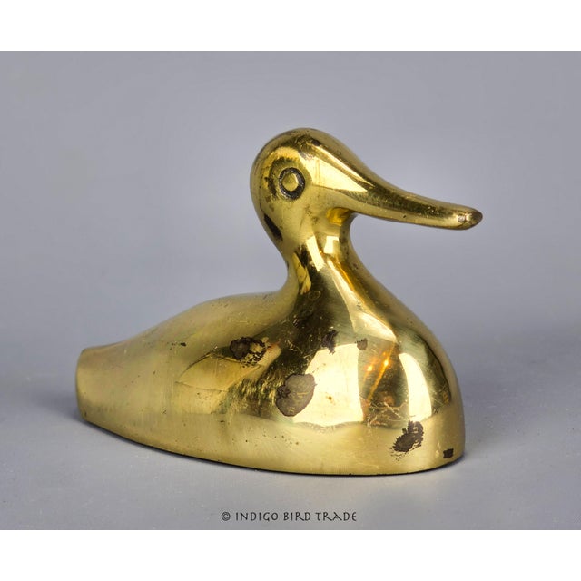 Metal Vintage Solid Brass Duck Figurine Paperweight For Sale - Image 7 of 7
