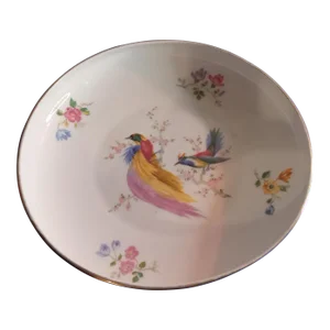 Hand Painted Birds & Floral Cobalt Blue Bird Bowl