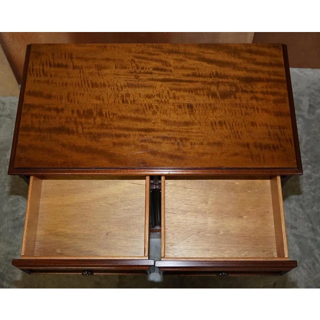 Wood Burr & Quarter Cut Walnut Sideboard with Twin Drawers & Cupboard Base For Sale - Image 7 of 16