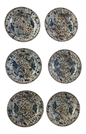 1740s Antique 18th Century Imari Japanese Porcelain Plates - Set of 6
