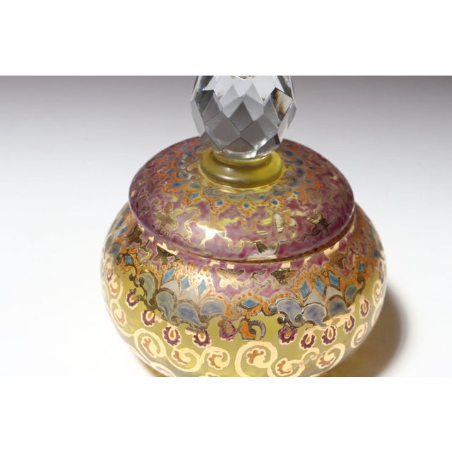 Glass Vintage Bohemian Czechoslovakian Glass Powder or Trinket Jar With Crystal Finial For Sale - Image 7 of 18