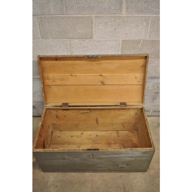 Mid 19th Century 19th C. Antique Primitive Dome Top Gray Painted Dovetailed Blanket Chest Trunk For Sale - Image 5 of 12