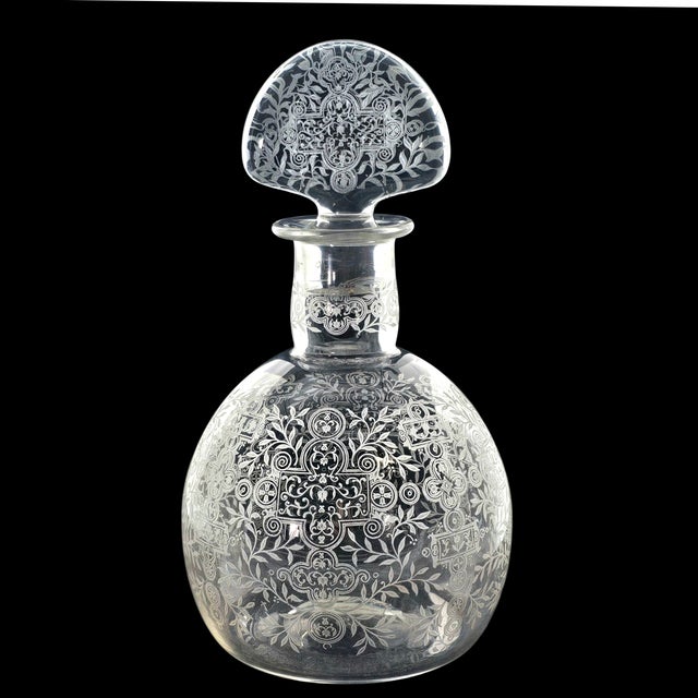 Baccarat 1940s Baccarat “Michelangelo” Wheel-Engraved Crystal Decanter, Signed For Sale - Image 4 of 18