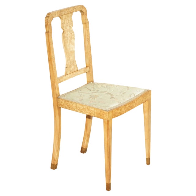 Art Deco Burr Maple Wood Occasional Side Chair For Sale