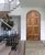 Hand-Carved Solid Wood Arched Door – Tribal Geometric Mediterranean Design For Sale - Image 4 of 10