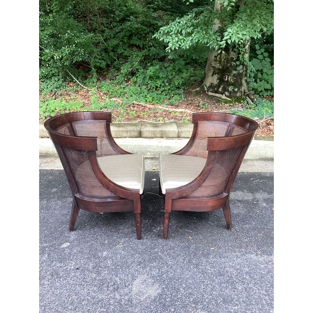 Late 20th Century Late 20th Century Dessin Fournir Art Deco Style Cane Accent Chairs – Pair For Sale - Image 5 of 14