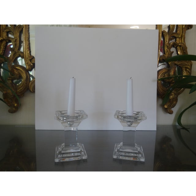 Modern Crystal Pillar Candleholders For Sale - Image 3 of 5
