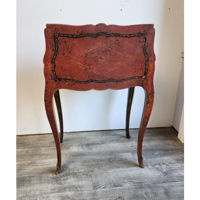 Late 20th Century Louis XV Leather Wrapped Ladies Desk by Theodore Alexander For Sale In New York - Image 6 of 15