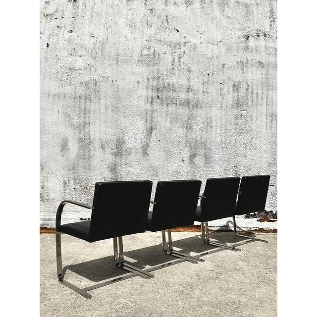 Vintage Boho Mies Van Der Rohe Brno Leather Dining Chairs - Set of 4 For Sale - Image 9 of 12