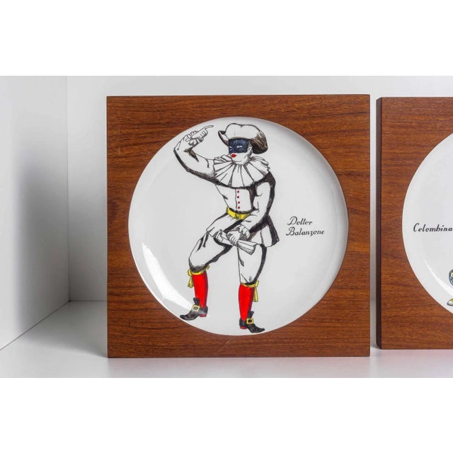 Mid-Century Modern 1950s Piero Fornasetti Maschere Italian Plates, Set of Three For Sale - Image 3 of 6
